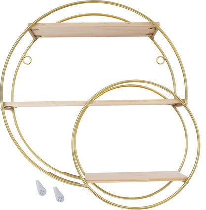 3 Tier Floating Circular Wall Decor Round Decorative Hanging Shelves,Round Wall Shelf,Rounds Shelves Wall Decor,Circle Shelf Set,Storage Display Rack,Hanging Circle Floating Shelves For Kitchen Round