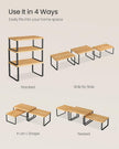 SONGMICS Cabinet Organizer Shelf, Set of 3 Kitchen Counter Shelves, Kitchen Storage, Spice Rack, Stackable, Expandable, Ink Black and Natural Beige UKCS014YL03