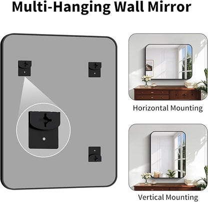 Koonmi Black Framed Bathroom Mirror - 30x40 Inch Shatterproof Tempered Glass Vanity Mirror for Bathroom Sink, Wall Mounted with Matte Aluminum Alloy Frame, No Distortion, Modern Decor