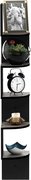 Furinno Rossi Wall Mount Floating Corner Shelf, 5-Tier Radial, French Oak Grey/Black