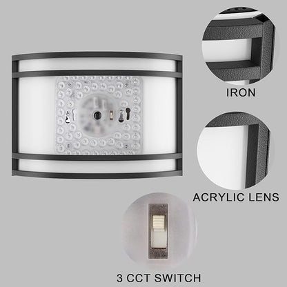 15W LED Indoor Wall Sconce, 3000K/4000K/5000K Color Temperature, Dimmable Modern Indoor Wall Mount Half Cylinder Light Fixture for Hallway Bedroom, Matt Black