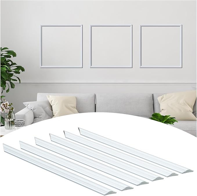 3 Frames 24x24 inches Pre-Cut Wall Moulding Wainscoting Panels, Ready-to-Assemble Decorative Wall Molding & Trim, Premade Picture Frame Molding and Accent Wall Decor