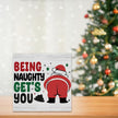 Funny Christmas Bathroom Decor Bathroom Desk Accessories Christmas Decorations Indoor Wooden Box for Toilet Shelves Santa Being Naughty Get's You Signs 5 X 5 Inch