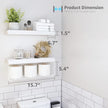 QEEIG White Bathroom Shelves Over Toilet - Wall Mounted Floating Shelves Farmhouse Shelf Toilet Paper Storage Small 16 inch Set of 2 (019-W2)
