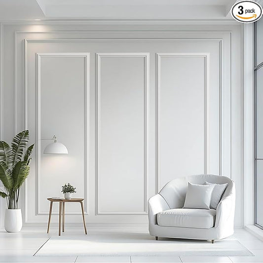 3 Set Peel and Stick Wall Molding Kit, Premade Self Adhesive Wainscoting Panels, Ready to Assemble Accent Molding Trim for Interior Wall Moulding Decor (24x72in)