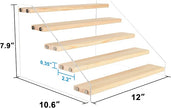 Homakover Tiered Spice Rack Acrylic Wood Board Spice Rack Organizer for Cabinet, Seasoning Organizer Spice Shelf, Space Saving Clear Stand Step Can Organizer for Kitchen Countertop Storage, 5 Tier
