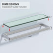 20IN Bathroom Shelves/Shelf Glass Wall Mount Floating Shelves for Bathroom Tempered Glass Rectangular 1 Tier Organizer Wall Shelf (Chrome Polished, 20'')