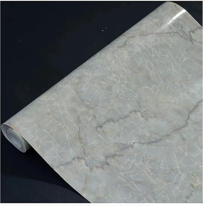Yancorp 32.8ft Green White Contact Paper Removable Wallpaper Peel and Stick Countertops Bathroom Waterproof Marble Wallpaper Self-Adhesive Peel and Stick Backsplash for Cabinets Kitchen