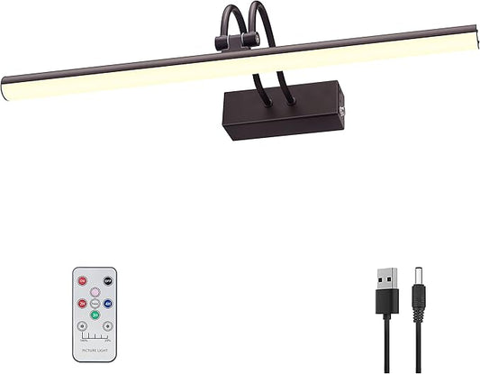 Picture Light,Picture Lights for Wall Cordless,16" Picture Lights with Timer and Dimmable,Battery Wall Lights for Display Gallery Painting Art Frame Portrait-Bronze
