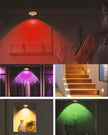 Rechargeable RGB Puck Lights with Remote Control, 1500mAh Battery Operated Push Lights, Dimmable & Timer Under Cabinet Lighting for Closet, Bedroom, Kitchen Gold 12Pcs