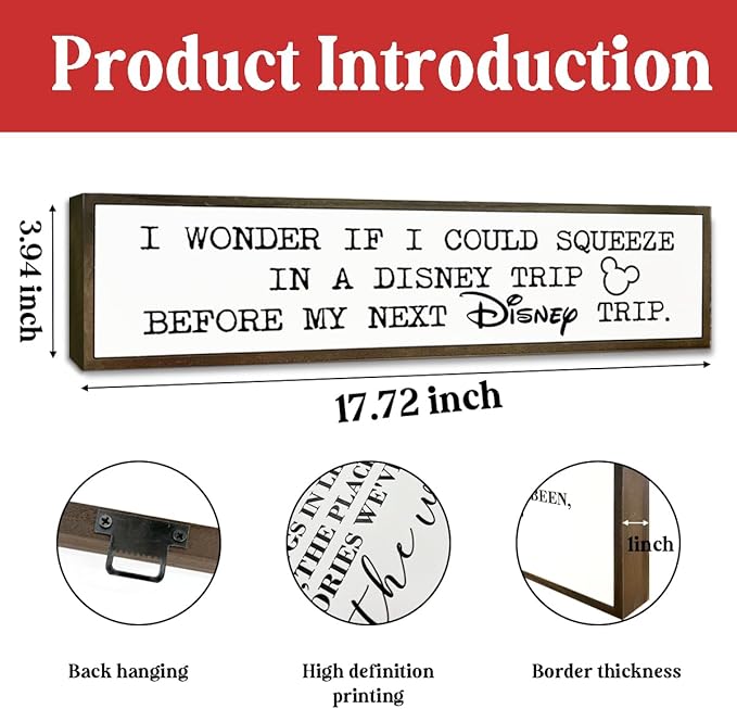 Funny Wood Signs, Rustic Farmhouse Wall Decor, Tabletop Decor, Decorative Wooden Box Sign, Wall Decoration Sign for Home Office Indoor Outdoor Yard, Disney Lover Gift