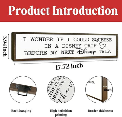 Funny Wood Signs, Rustic Farmhouse Wall Decor, Tabletop Decor, Decorative Wooden Box Sign, Wall Decoration Sign for Home Office Indoor Outdoor Yard, Disney Lover Gift