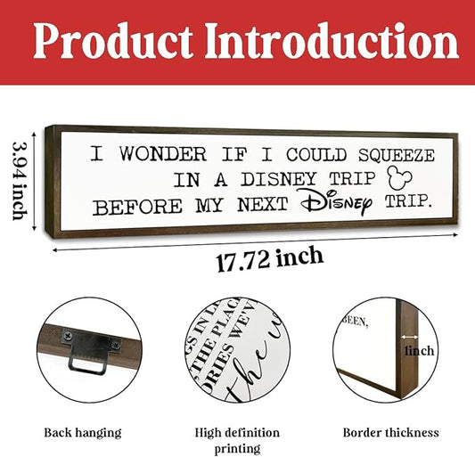 Funny Wood Signs, Rustic Farmhouse Wall Decor, Tabletop Decor, Decorative Wooden Box Sign, Wall Decoration Sign for Home Office Indoor Outdoor Yard, Disney Lover Gift
