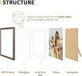 ATOBART 8x10 Picture Frame Set of 4, Displays 5x7 with Mat or 8x10 Without Mat, Photo Frames for Wall Hanging or Tabletop, Includes HD Plexiglass, Brown