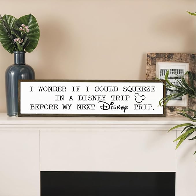 Funny Wood Signs, Rustic Farmhouse Wall Decor, Tabletop Decor, Decorative Wooden Box Sign, Wall Decoration Sign for Home Office Indoor Outdoor Yard, Disney Lover Gift