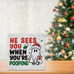 Gothic Christmas Bathroom Decor Ghost Watching Wash Your Hands Wooden Box Signs Christmas Desk Accessories Decorations Indoor for Toilet Bathroom Shelves 5 X 5 Inch