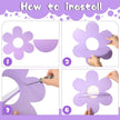 Soaoo 3 Pcs Daisy Flower Floating Shelves, Wooden Boho Daisy Plant Shelf, Wall Mounted Display Stand, Hanging Display Flower Decor for Living Room Bathroom Bedroom(Purple and Pink)