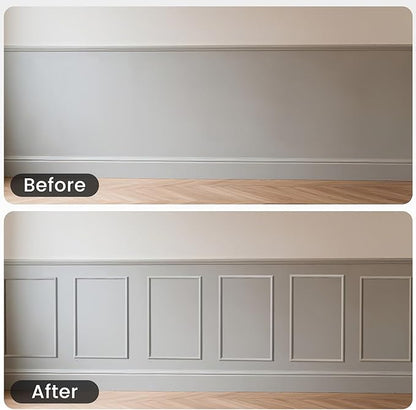 Peel and Stick Wainscoting Panels Kit, 6 Sets 12''x24'' Premade Wall Molding Peel and Stick Panels for Interior Wall Trim, Easy DIY Wainscoting Panels Peel and Stick Decor