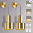 Gold Battery Operated Wall Sconce, Wireless Wall Lights Set of 2, Dimmable Wall lamp with Remote Control, 3000K-6000K Adjustable Modern Luxury LED Light Fixtures for Kitchen Bedroom Living Room Stairs