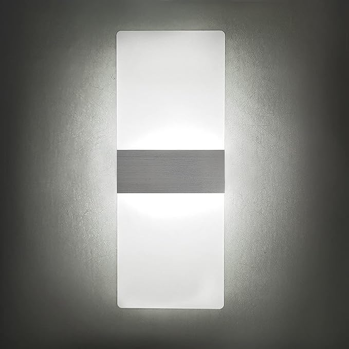 KICAAO Modern Wall Sconces Set of Two, Led Wall Light 10w, 6000k White Light Up Downlight, Hardwired Acrylic Wall Light Lighting, Suitable for Living Room Corridor Bedside (Cool White 6000K 2Pack)