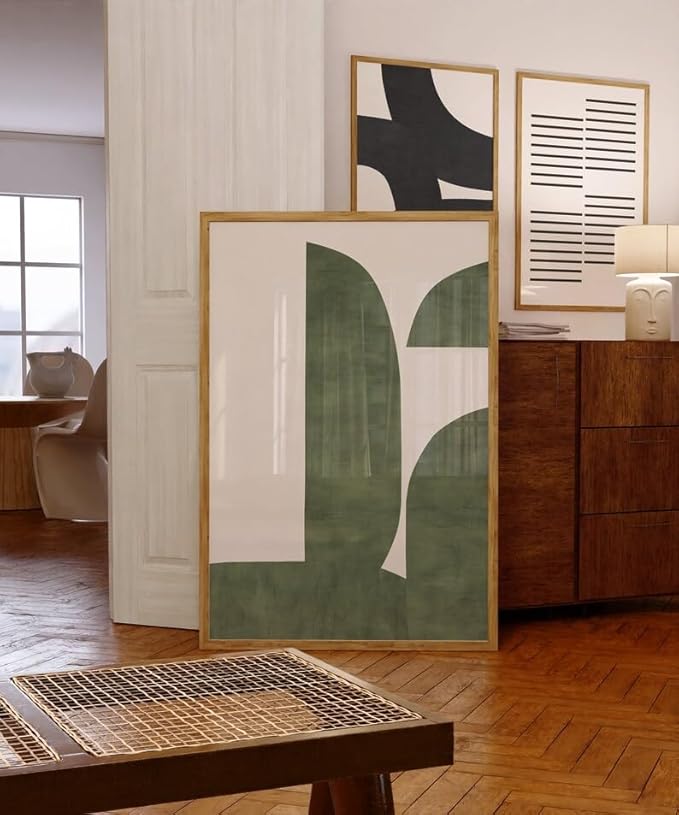 Nationcog Modern Green Minimalist Art, Mid-Century Contemporary Wall Decor, Large Affordable Home Accent, Aesthetic Handmade Gift Idea (Unframed) (11x14)