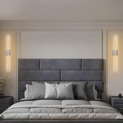 Modern LED Wall Sconces Set of Two, Hardwired Wall Sconces, 3000K Warm Light Wall Lamp,Nickel Wall Light Fixtures for Living Room, Bathroom, Bedroom, Nickel, 2 Pack