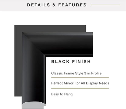 MCS Simplicity 21.5x25.5 Large Wall Mirror, Black & Beveled Detail Mirror, Vertical & Horizontal Wall Hanging Mirror for Bathroom, Bedroom & Livingroom