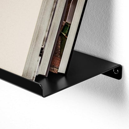 SRIWATANA Black Metal Wall Shelves, 17 Inch Floating Shelves for Bedroom, Living Room, Bathroom, Kitchen, Set of 2 - Matte Black