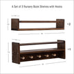 AZSKY 24 Inch Book Shelves for Nursery Floating Bookshelf Wall Mount Deep Walnut Shelves for Room Wall Hooks for Hanging Nursery Shelf for Kids Room Bedroom Bathroom Living Room Kitchen Set of 3