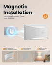 Brightown Battery Powered Wall Sconces Set of Two, Rechargeable Magnetic Wall Sconce with Remote Control, 3 Colors Wireless Up and Down Wall Mount Light for Hallway Bedroom Bedside Living Room(White)
