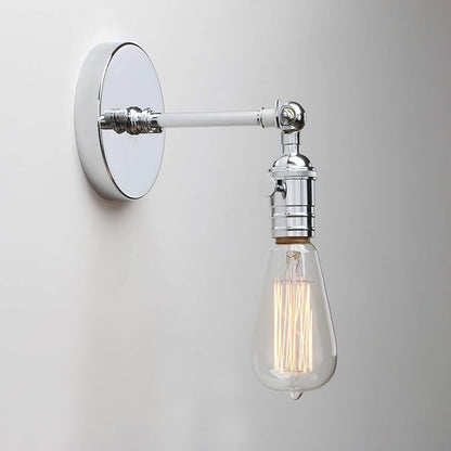 Permo Vintage Industrial Pole Wall Mount Mini Single Sconce Metal Wall Sconces Fixture (Chrome)