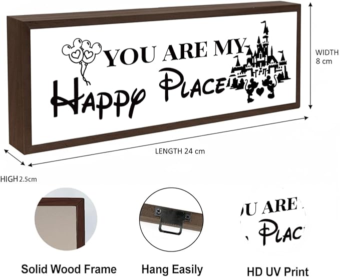 You are My Happy Place Sign, Inspirational Wood Sign, Romantic Home Decor, Master Bedroom Decors, Desk Decor Art, Farmhouse Shelves Decoration, Gift for Him Her