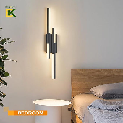 Modern LED Wall Sconce Black Remote Wall Light Fixtures for Bathroom, Dimmable Vanity Light Indoor LED Remote Wall Sconce for Bedside Bedroom Living Dining Room (27.6inch 3000-6500K 1 Pack)