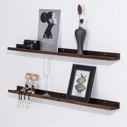 AZSKY 36 Inch Wall Mounted Floating Shelves for Home Decoration,Picture Display Ledge Shelf for Bedrooms,Office,Living Room, Kitchen, Deep Walnut Wood Shelf,3 Same Sizes