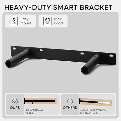 Homeforia 18 inch Golden Oak Floating Shelf, High End Solid Real Wood 18inch Small Floating Shelves for Wall Mounted, Oak Wooden 18in Floating Shelves, Heavy Duty Bracket, 18 X 6.5 X 1.75 in, Set of 3