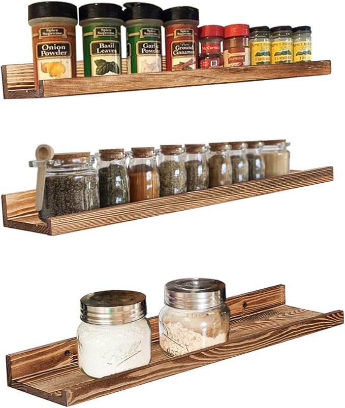 AZSKY Floating Shelves Set of 3, Picture Ledge Shelf, 24 Inches Long Large Nursery Book Shelves for Storage, Kids Bookshelf Wall Mounted for Living Room Bedroom Decor Books Photo Frames