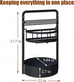 JEESA Rotating Spice Rack with Paper Towel Holder, 2 Tier Lazy Susan for Spices, Sturdy Iron Seasoning Organizer for Kitchen Countertop, Black