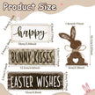 DIYDEC 4Pcs Easter Tabletop Decorations Bunny Wooden Block Signs Gift Rustic Tiered Tray Decor Happy Easter Centerpiece Farmhouse Wood Rabbit Table Sign for Kitchen Home Office Party Decor