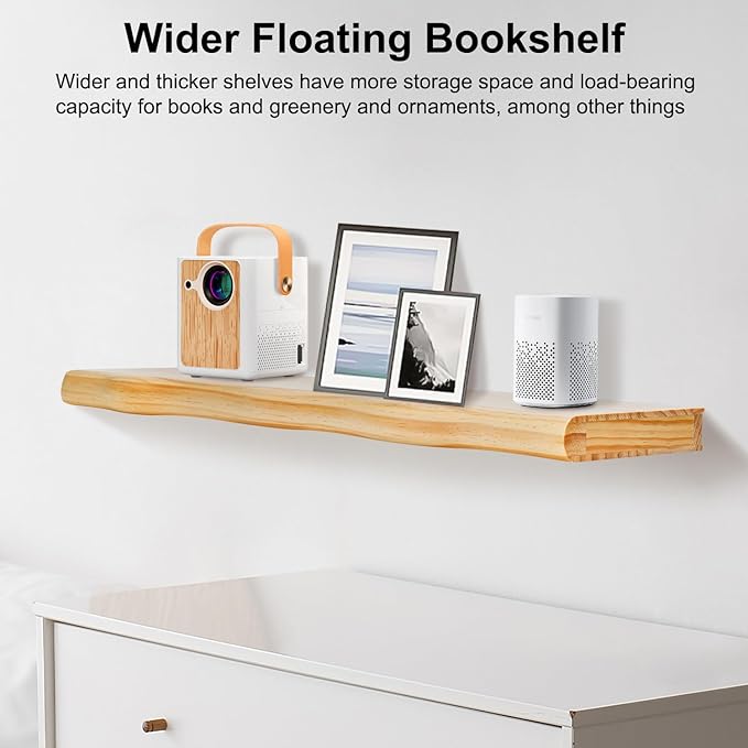 AZSKY Live Edge Floating Shelves for Wall, 36 Inch Floating Shelf, Farmhouse Decor Thick Unique Wood Shelf for Storage Living Room Bedroom Kitchen-Wall Shelf Set of 1 Natural Pine