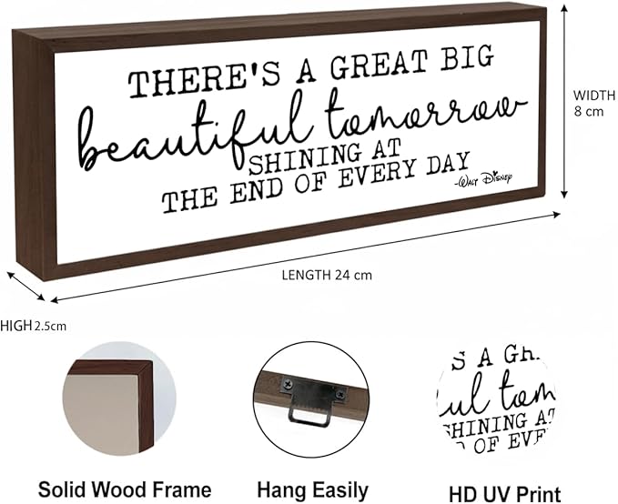 There's A Great Big Beautiful Tomorrow Sign, Positive Decoration Sign Gift, Inspirational Decor Signs, Farmhouse Table Shelf Decoration, Home Decor Accent for Living Room Bedroom, Housewarming Gift