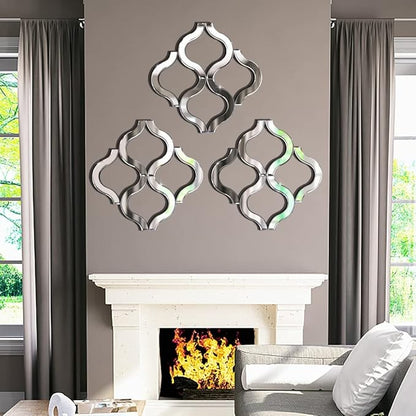 DMDFIRST Arc-Shaped Decorative Wall Mirror Silver 20"x20" Large, Exquisite Bevelled Gorgeous Glam Accent Decor, Unique Modern Fashion Hand Craft Chic Wall Decor