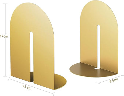 Runway Gold Bookends for Books,1 Pair Metal Book Holders for Office Shelves Adults & Kids Gift(Gold)