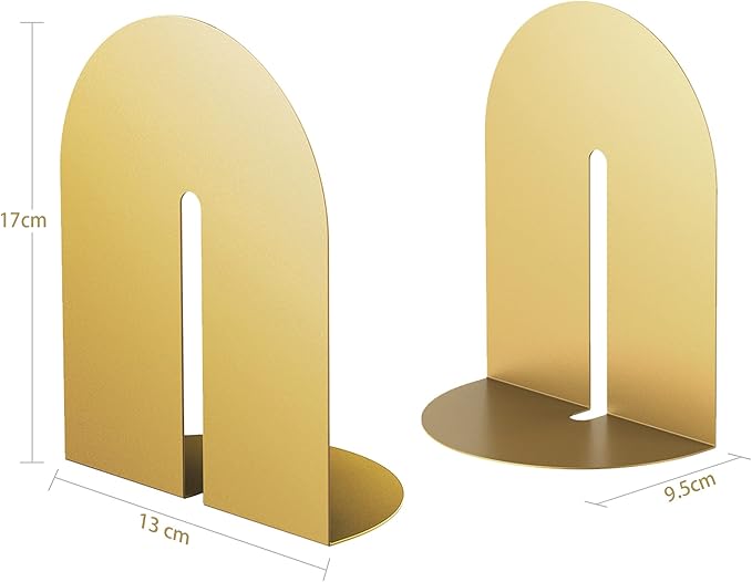 Runway Gold Bookends for Books,1 Pair Metal Book Holders for Office Shelves Adults & Kids Gift(Gold)