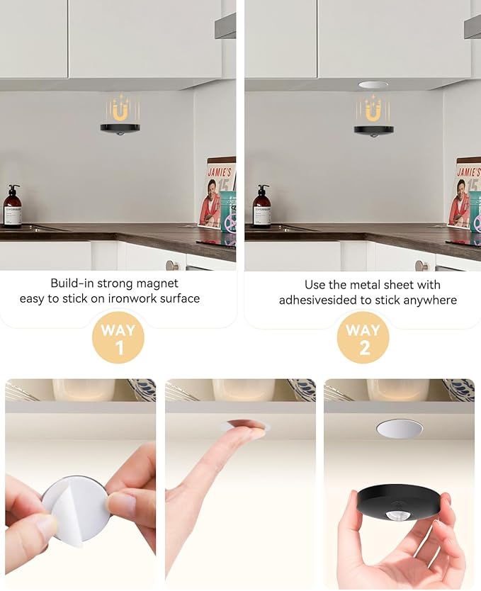 Rechargeable Puck Lights (6Pcs) with Remote, 1500mAh Battery, Dimmer & Timer, Wireless Led Stick on Lights for Bedroom, Kitchen