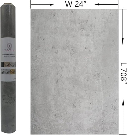 TOTIO Wide Grey Concrete Wallpaper Peel Stick 24x708inch Matte Thicken Waterproof Adhesive Gray Cement Textured Contact Paper Vinyl Wall Paper Rolls for Stores Rental Houses Modern Industrial Style