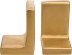 MyGift Modern Gold Concrete Office Bookshelf Decor Bookends for Heavy Book and Textbooks, Desktop Book Holder, 1 Pair