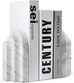 Natural Marble Book Ends - Heavy Duty Bookends for Shelves - Aesthetic Layered Arch Design Stone Book Holders, Modern Office Bookshelf Stopper Decor for Books/CDs (Volakas)