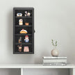 Ikee Design Wall Mounted Wooden Collectible Display Case 5 Shelf Display Storage Accessories with Tempered Glass Door, Black Color
