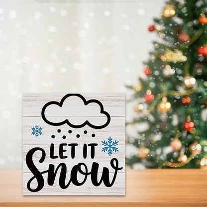 Christmas Decor Christmas Sign Decorations for Home Let It Snow Sign for Home Office Desk Table Cubicle Shelf Xmas Desk Accessories 5 x 5 inch