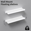Floating Shelves for Wall, Wall Mounted Shelves with Lip for Storage, Metal Display Shelves for Home Decor, Kitchen/Living Room/Bedroom/Bathroom Shelf, White 16 inch 2 Pack